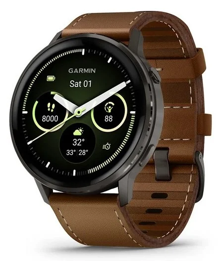 Garmin Venu 4 - 45 mm Slate with Black Silicone Band and Brown Leather Band (010-03014-03), Умные часы, Новый, Магазин, Гарантия - изображение 1