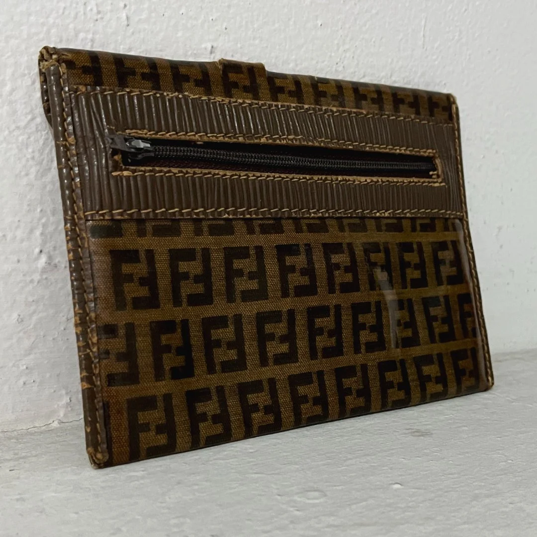 Кожаная сумка конверт Fendi Фенди винтаж 80-е - миниатюра 5