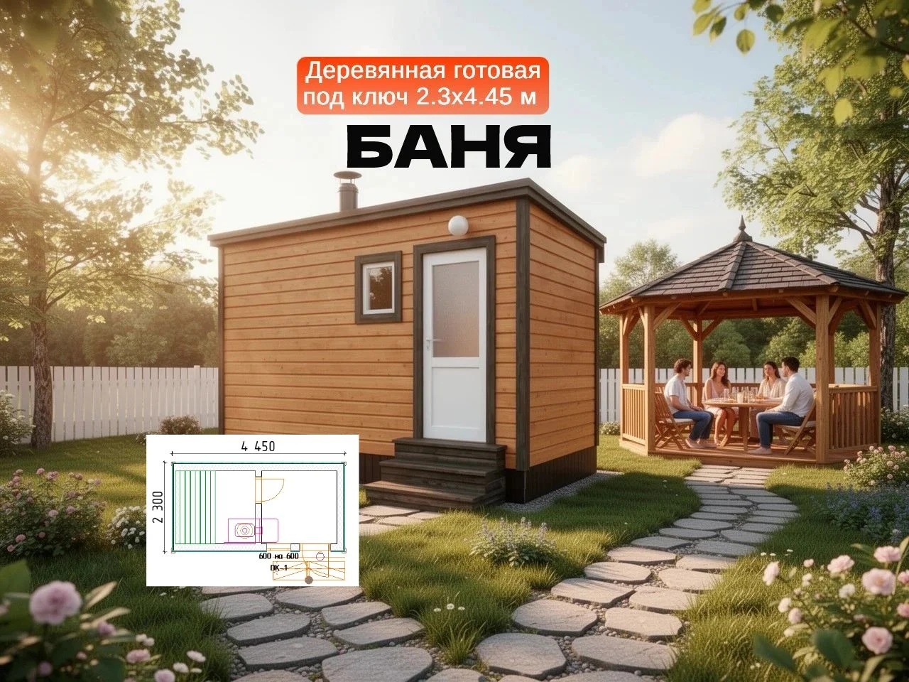 Готовая баня 4х4 м — привезли, установили - миниатюра 3
