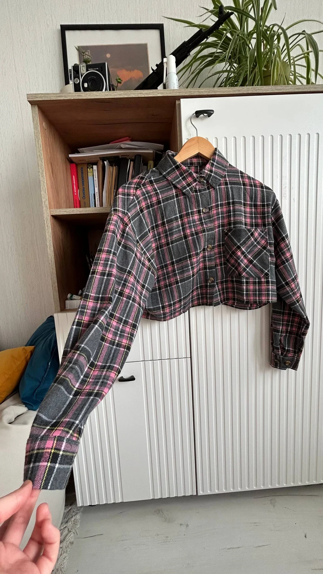 клетчатая рубашка короткая xs/s - миниатюра 4