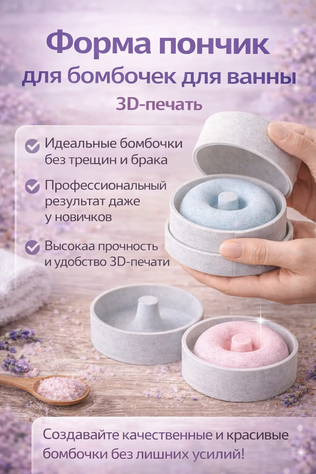 3D-форма пончик для создания бомбочек для ванны