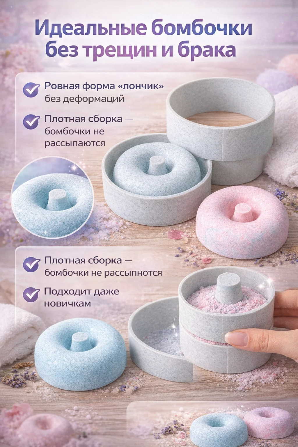 3D-форма пончик для создания бомбочек для ванны - миниатюра 2