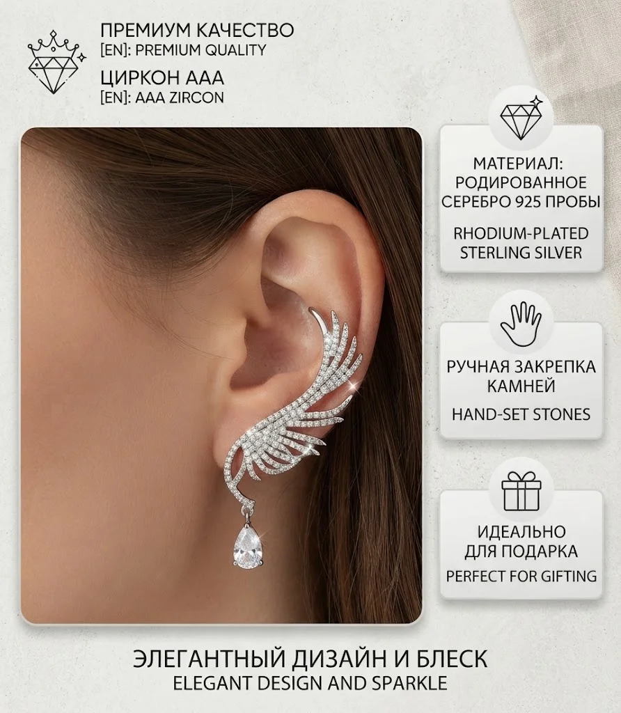 Серьги оберег "Крылья Ангела" - изображение 1