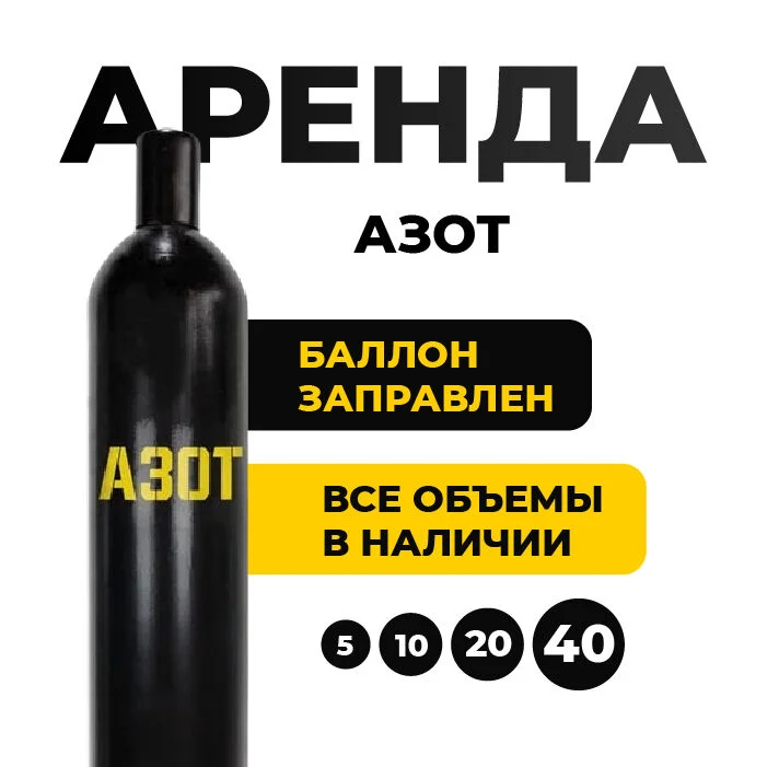 Аренда баллона с азотом на 5, 10, 20, 40 литров - изображение 1