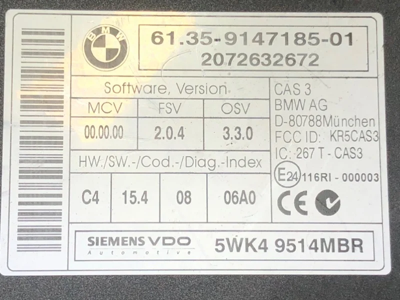 Блок электронный CAS BMW 5 E60/E61 N52B30A 2007 - миниатюра 6