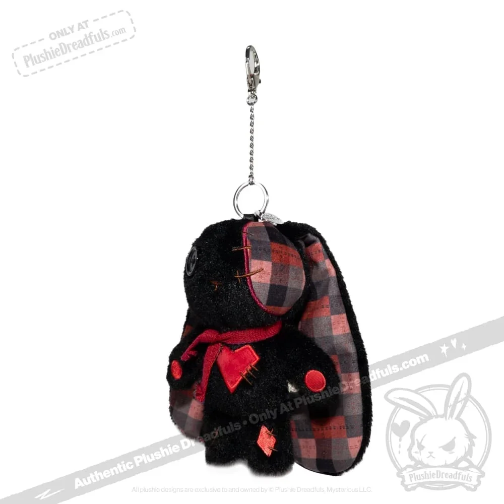 Black Plaid Love Rabbit Plush Keychain Accessory - миниатюра 3