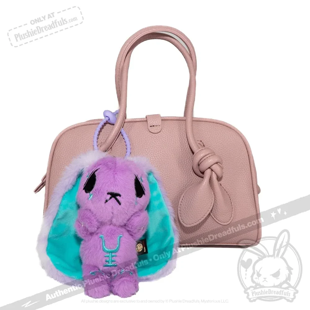 Purple Teal Anxiety Rabbit Plush Keychain Accessory - миниатюра 5