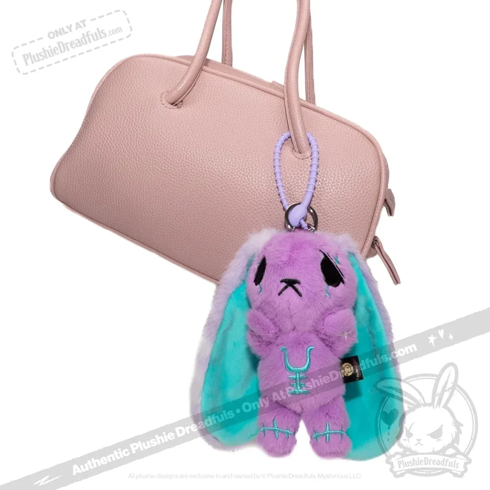 Purple Teal Anxiety Rabbit Plush Keychain Accessory - миниатюра 6