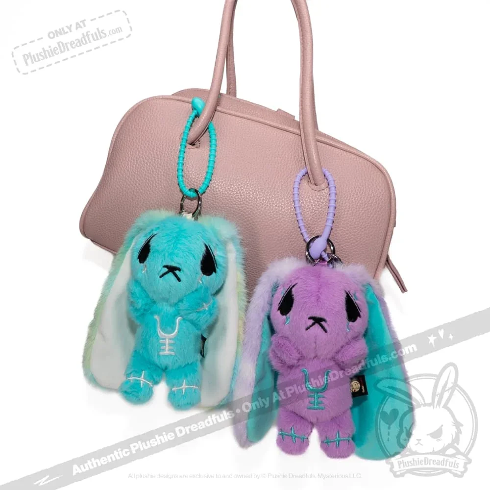 Purple Teal Anxiety Rabbit Plush Keychain Accessory - миниатюра 7