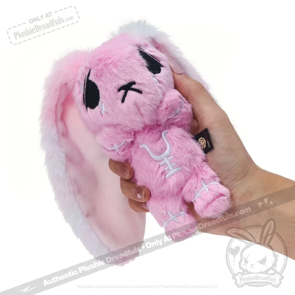 Pink Anxiety Rabbit Plush Keychain Accessory - миниатюра 3
