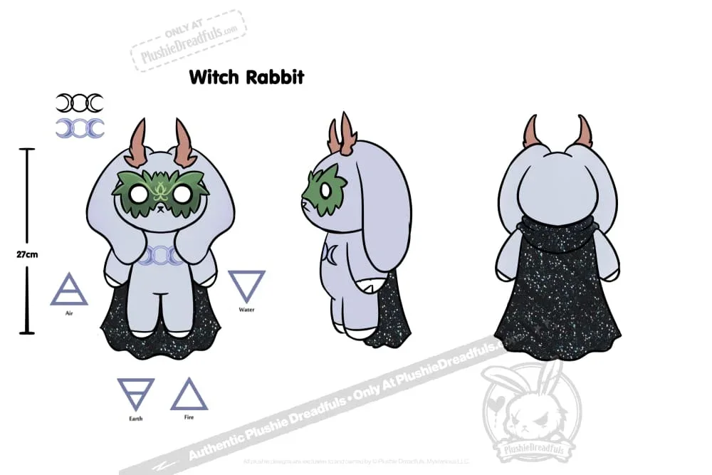 Grey Witch Rabbit - Plush Stuffed Animal - миниатюра 7