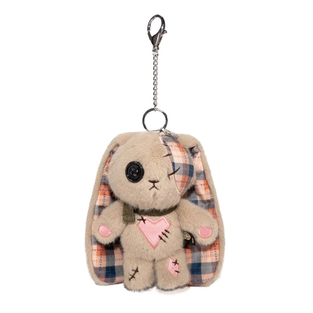 Plaid Love Rabbit Plush Keychain Accessory - изображение 1