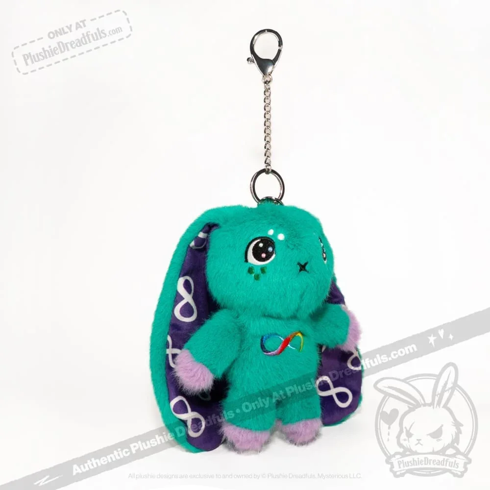 Teal Autism Rabbit Plush Keychain Accessory - миниатюра 3