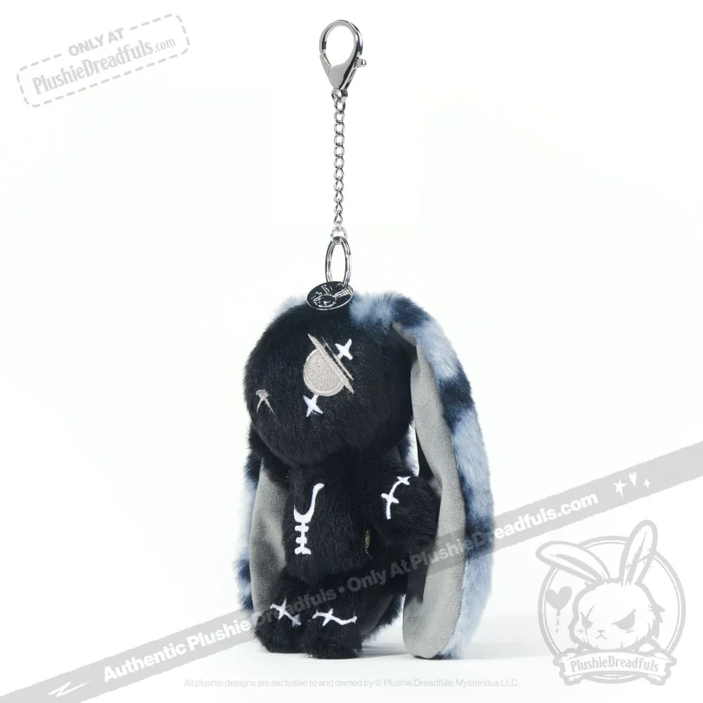 Black Anxiety Rabbit Plush Keychain Accessory - миниатюра 4