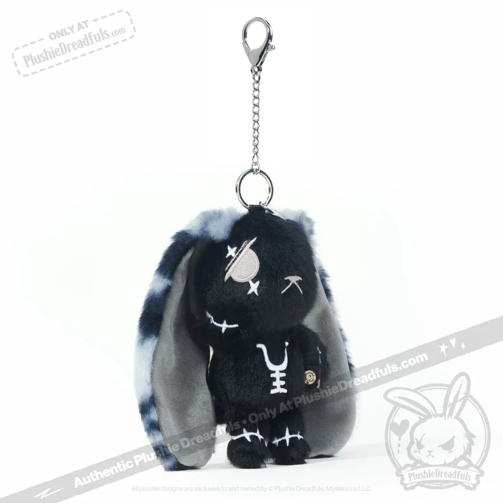 Black Anxiety Rabbit Plush Keychain Accessory - миниатюра 5
