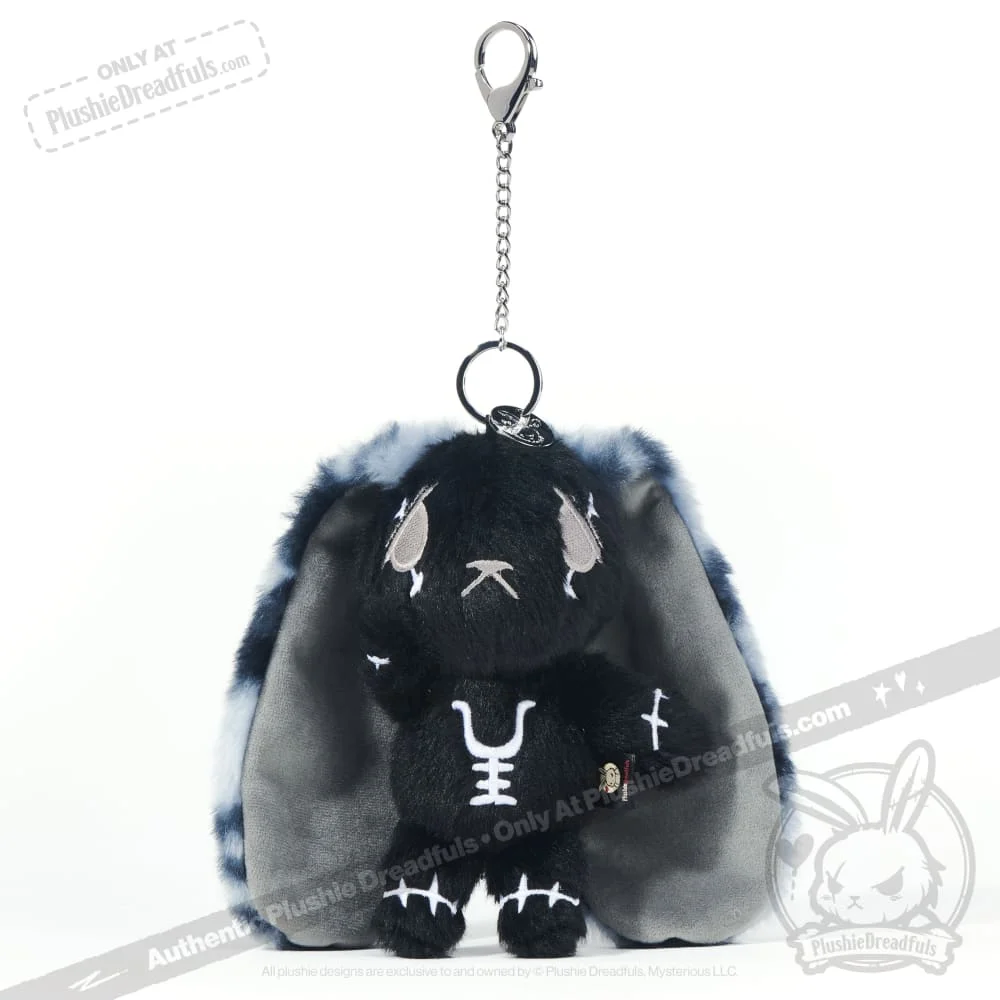 Black Anxiety Rabbit Plush Keychain Accessory - миниатюра 6