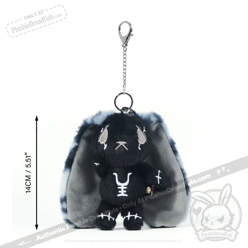 Black Anxiety Rabbit Plush Keychain Accessory - миниатюра 7