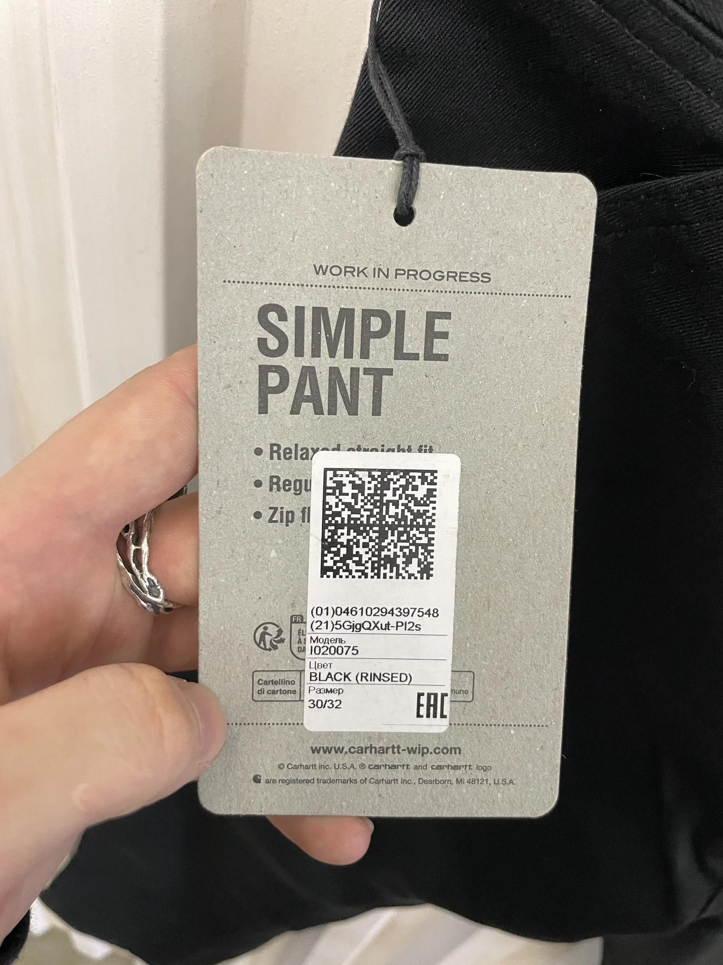 БРЮКИ CARHARTT WIP SIMPLE PANT (BLACK ) - миниатюра 3
