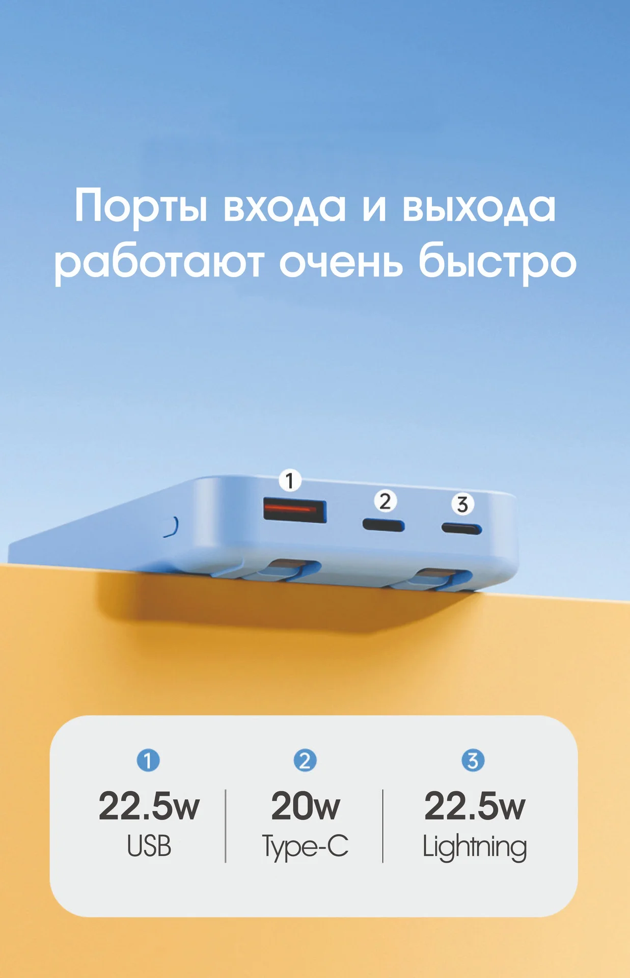 Внешний аккумулятор Magnetic Wireless Power Bank 10000mAh, голубой - миниатюра 8