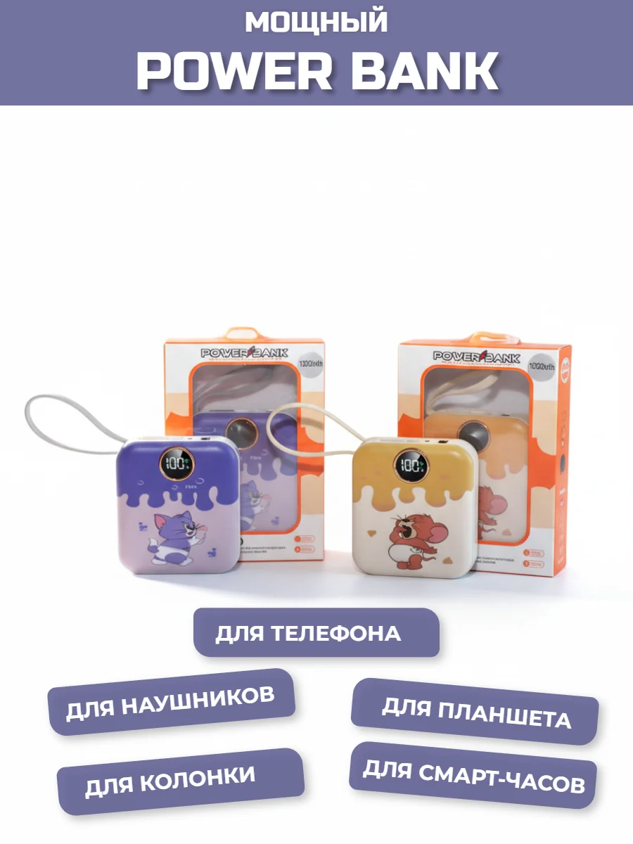 Внешний аккумулятор Power Bank 10 000 mAh, Type-C и Lighning. Tom - миниатюра 4