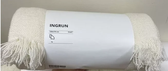 Плед икеа ingrun ингрун, 130 х 170 см, белый - миниатюра 5