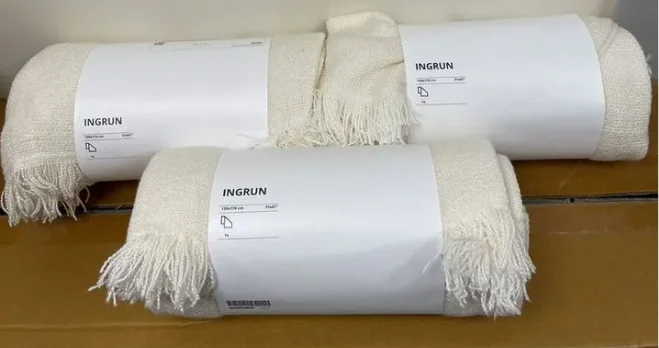 Плед икеа ingrun ингрун, 130 х 170 см, белый - миниатюра 6