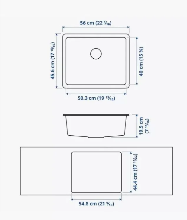 Врезная мойка IKEA kilsviken 56 46 см одинарная - миниатюра 4