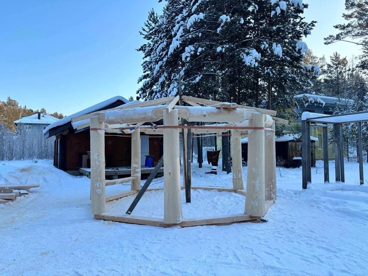 Восьмигранная беседка в стиле Post and Beam 5м - миниатюра 9