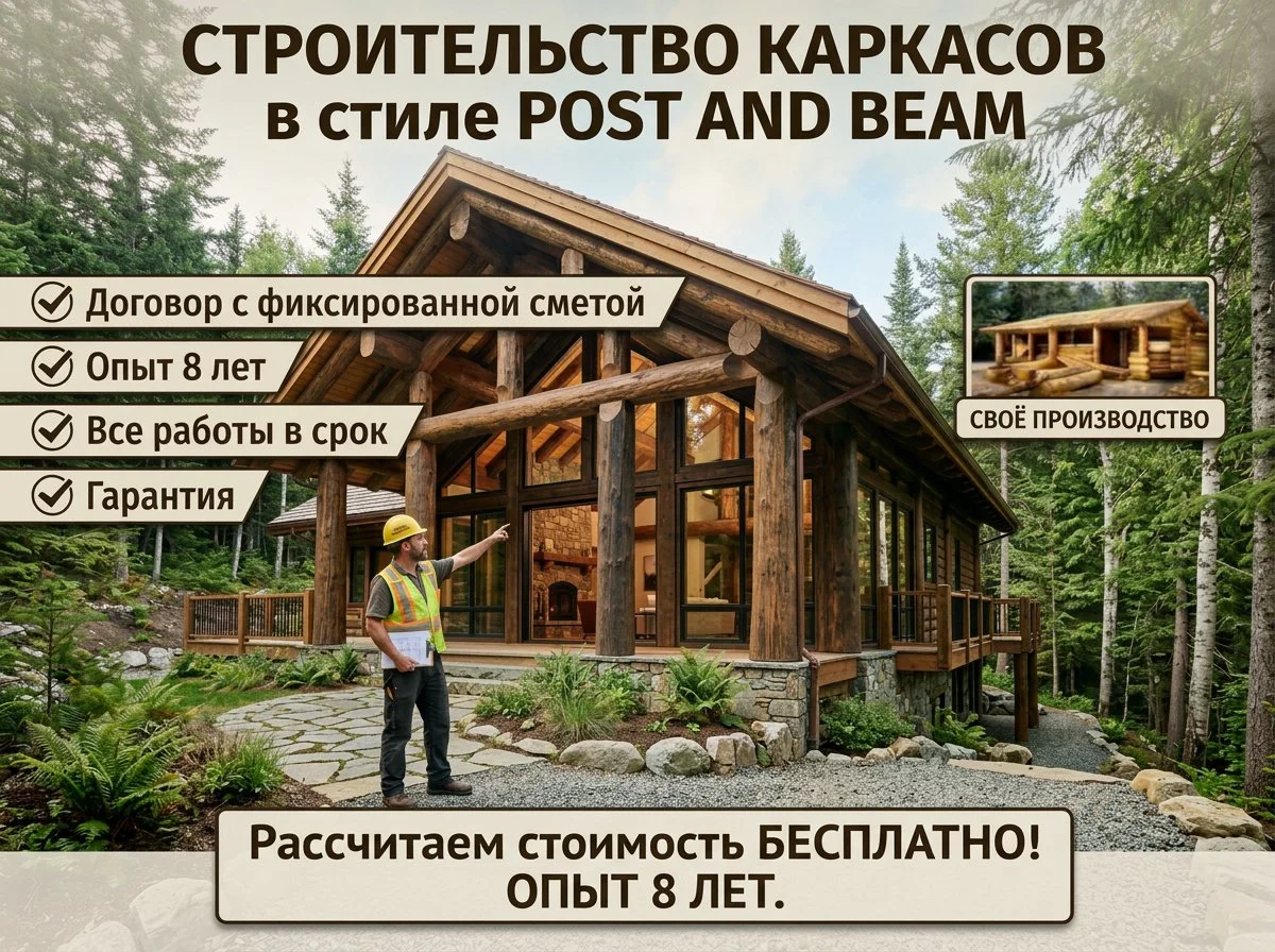 Готовый домокомплект 12х9 Post and Beam с монтажом