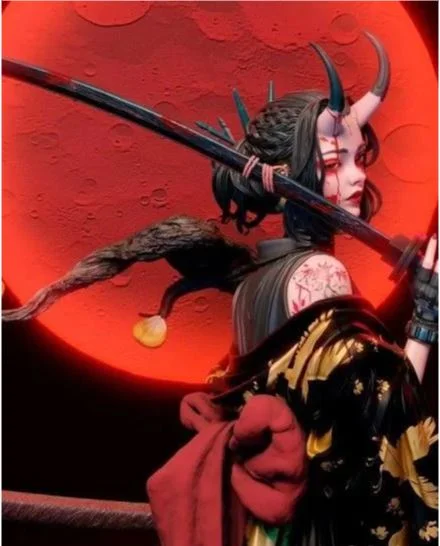 Коллекционная фигурка Oni женщина- самурай 16см - миниатюра 4