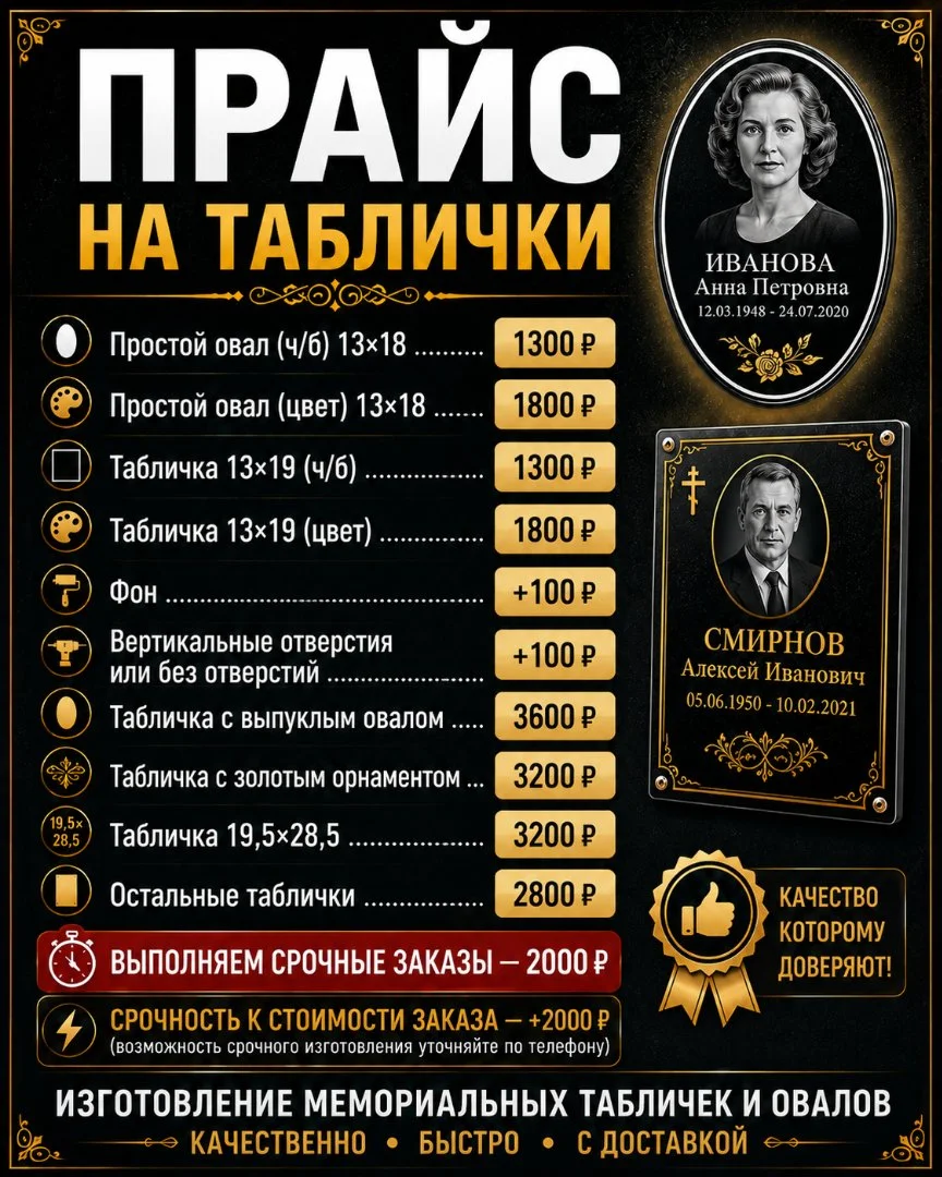 Изготовление мемориальных овалов и табличек - миниатюра 3