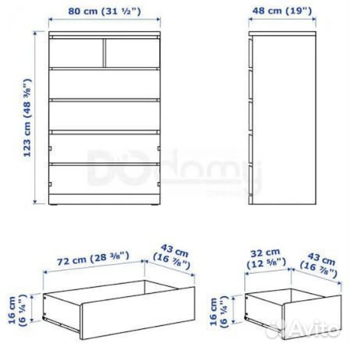Комод Ikea malm 6 ящиков - миниатюра 5