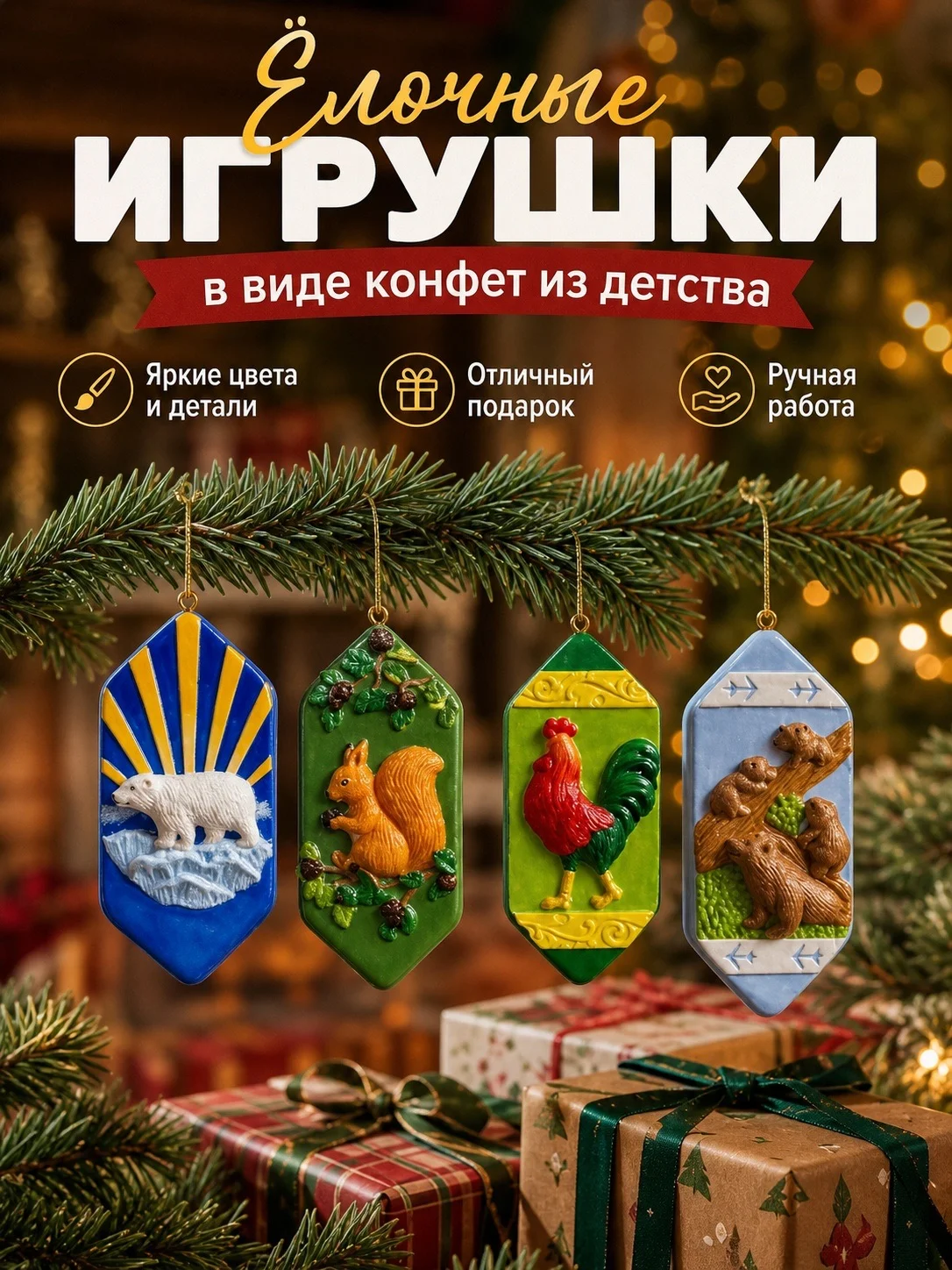 Ёлочные игрушки ручной работы - миниатюра 2