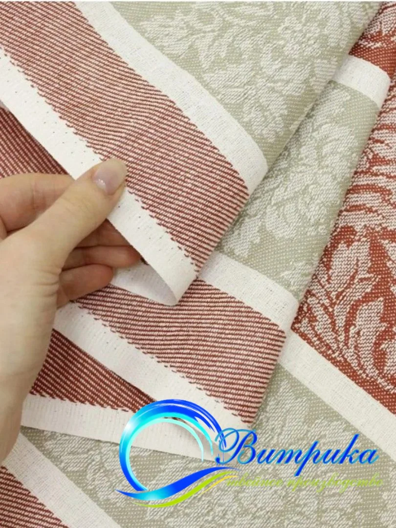Полотенце кухонное 1 штука 97х47см, красный терракот жаккард (70% хлопок + 30% лён) - идеальная ткан - миниатюра 7