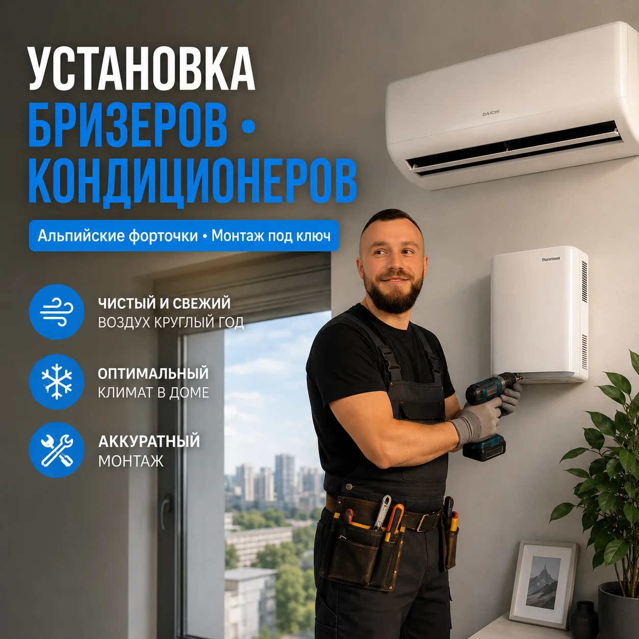 установка бризера альпийской форточки кондиционера - изображение 1