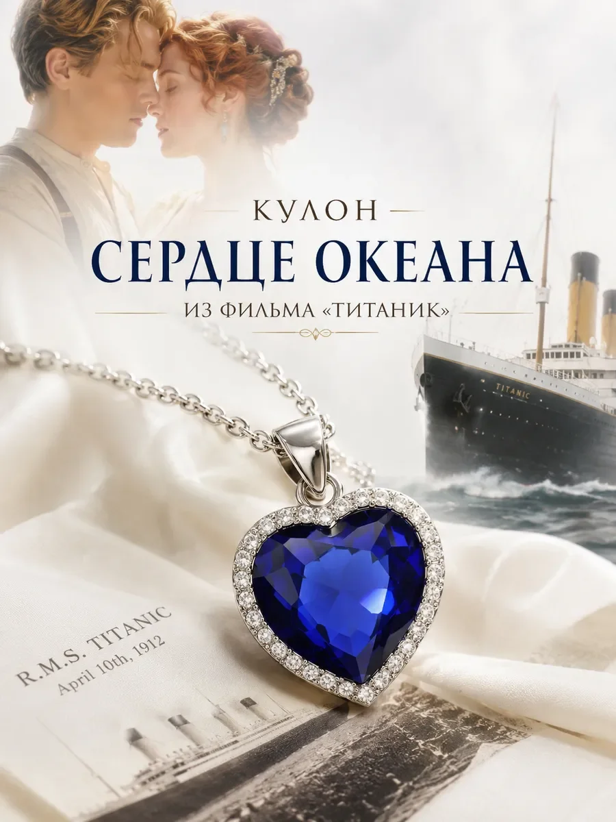 Кулон "Сердце океана" из "Титаника" с цепочкой 45 см. - изображение 1