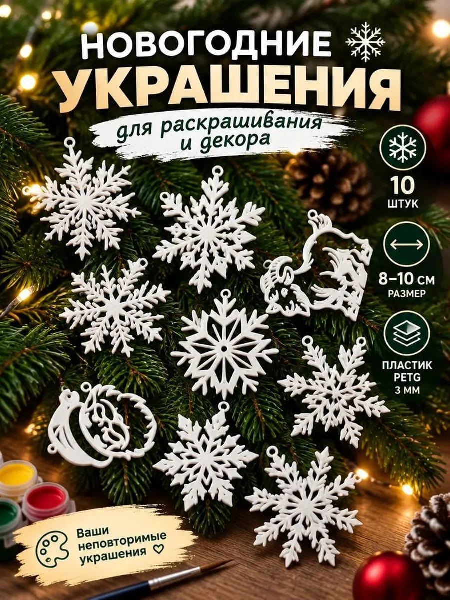 Новогодние снежинки — частичка зимней сказки арт. 1892050094 - изображение 1