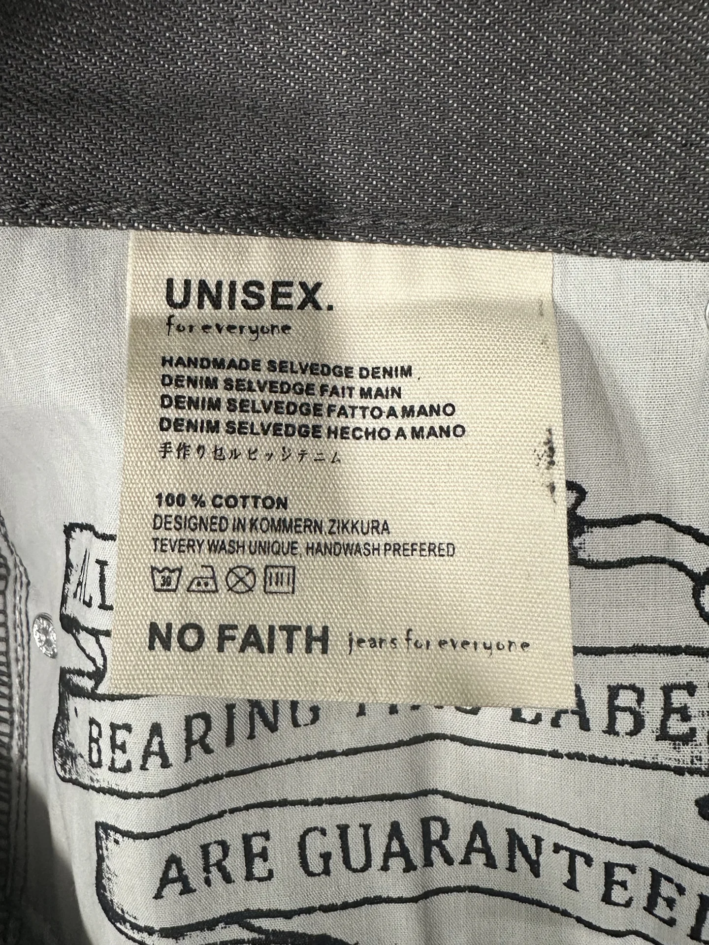 Оригинальные джинсы No Faith Studios Raw Denim Jap - миниатюра 6