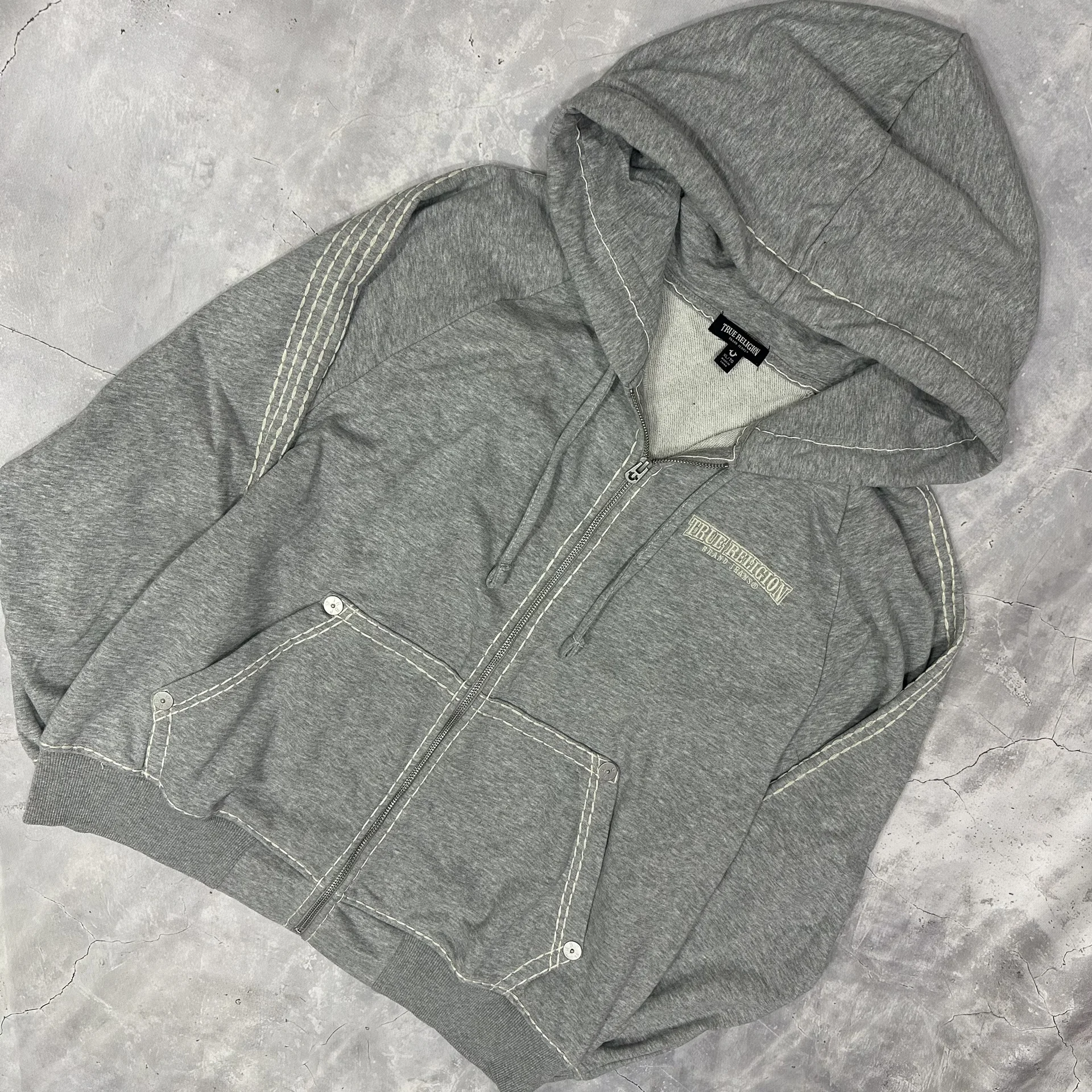 Зип Худи True Religion Серая - миниатюра 3