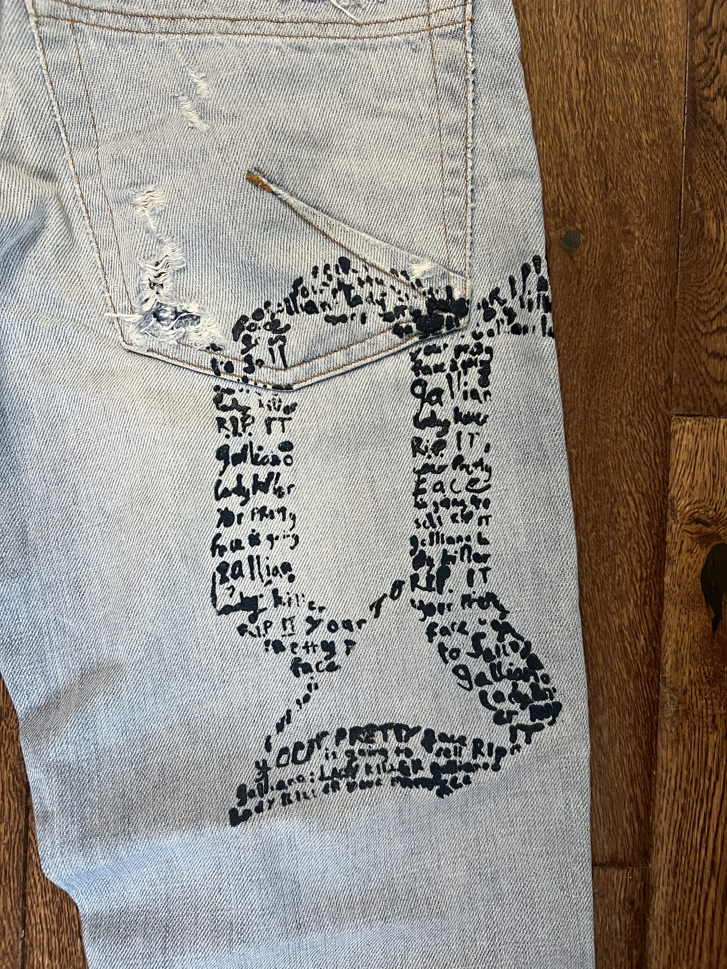 Джинсы Galliano G letter print оригинал - миниатюра 3