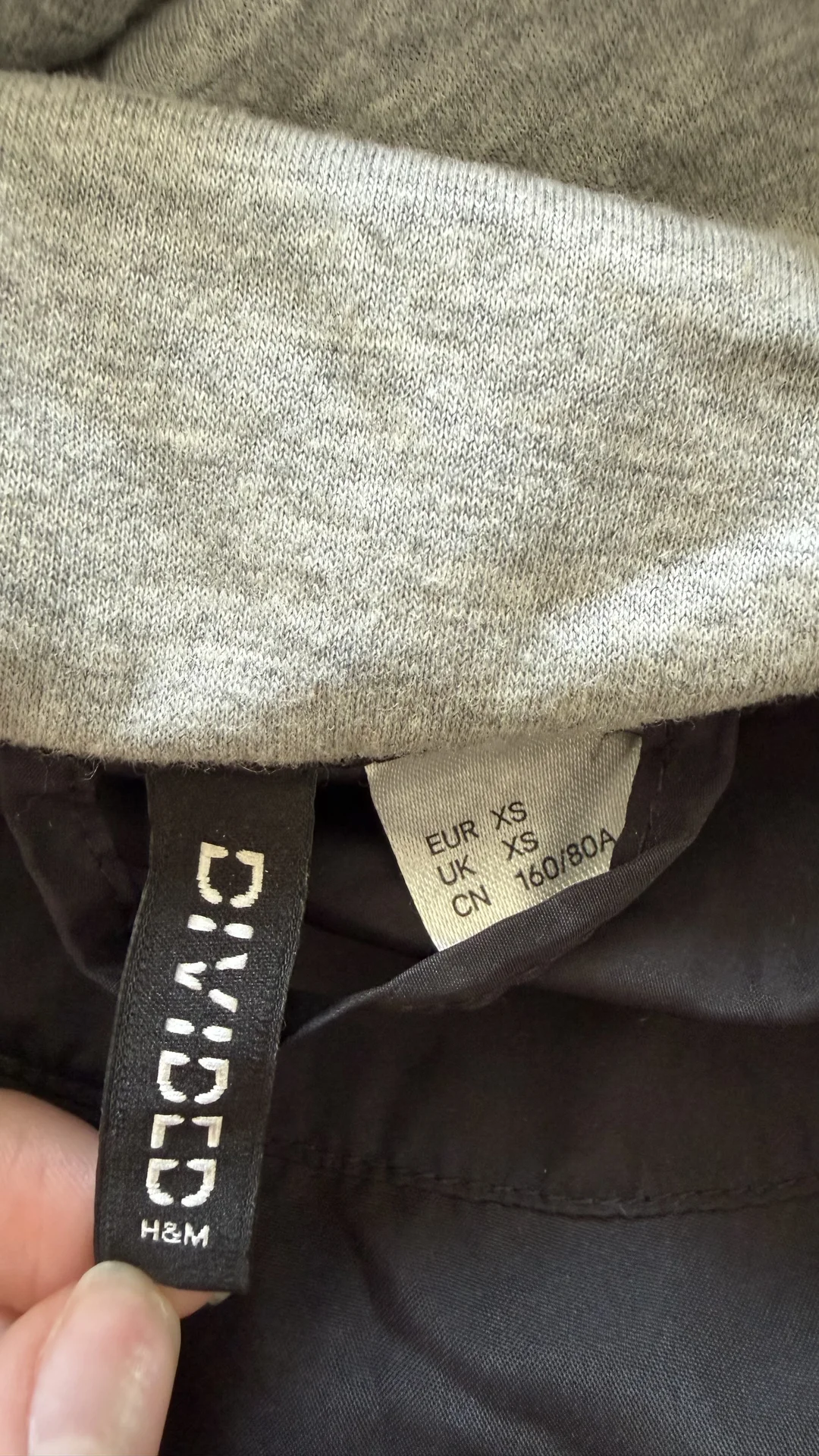 Ветровка h&m xs с серым капюшоном из ткани - миниатюра 3