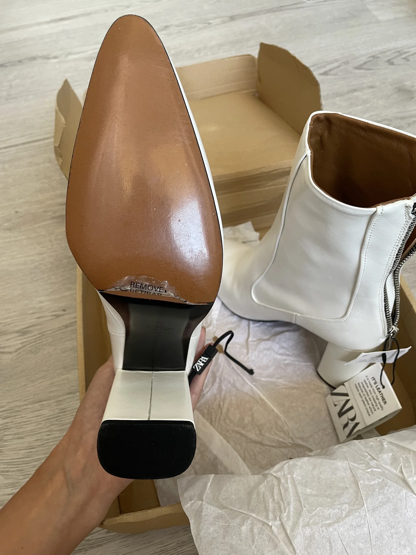 Ботильоны Zara 38 натуральная кожа на каблуке - миниатюра 4