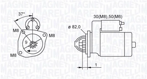 Стартер 063721389010 MAGNETI MARELLI оригинал - изображение 1