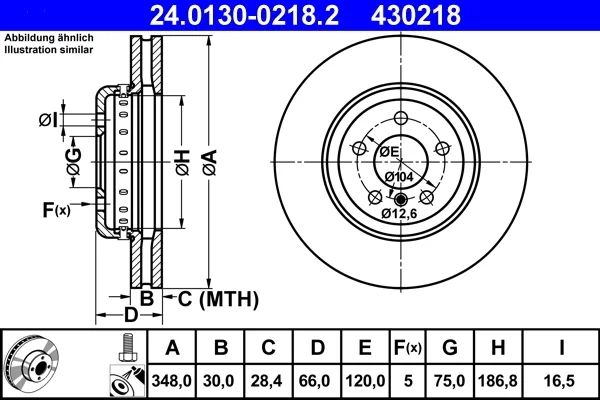 Тормозной диск 24013002182 ATE оригинал - изображение 1