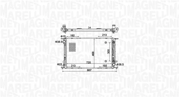 Радиатор, охлаждение двигателя 350213161800 MAGNETI MARELLI - миниатюра 2
