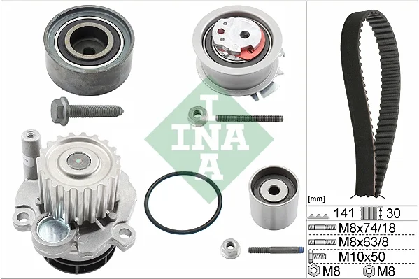 Водяной насос + комплект зубчатого ремня 530040530 Schaeffler INA - изображение 1