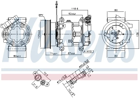 Компрессор, кондиционер ** first fit ** 89064 NISSENS - миниатюра 5
