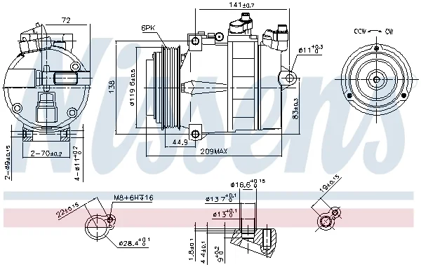 Компрессор, кондиционер ** first fit ** 89022 NISSENS - миниатюра 7