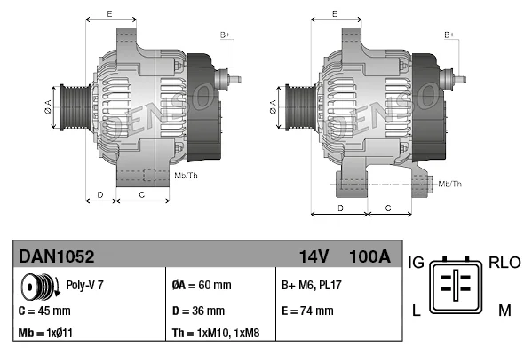 Генератор DAN1052 DENSO оригинал - миниатюра 3