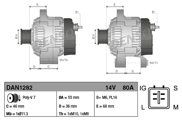 Генератор DAN1282 DENSO оригинал - миниатюра 3